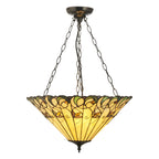 Interiors 1900 Jamelia 3 Light Inverted Tiffany Pendant Light in Satin Black