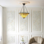 Interiors 1900 Jamelia 3 Light Inverted Tiffany Pendant Light in Satin Black