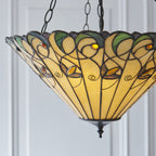 Interiors 1900 Jamelia 3 Light Inverted Tiffany Pendant Light in Satin Black