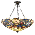 Interiors 1900 Sullivan 3 Light Inverted Tiffany Pendant Light in Satin Black