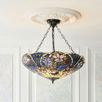 Interiors 1900 Sullivan 3 Light Inverted Tiffany Pendant Light in Satin Black
