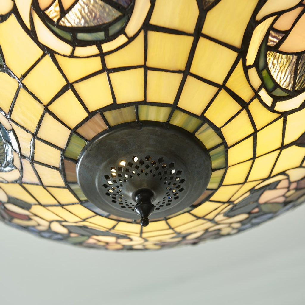 Interiors 1900 Sullivan 3 Light Inverted Tiffany Pendant Light in Satin Black