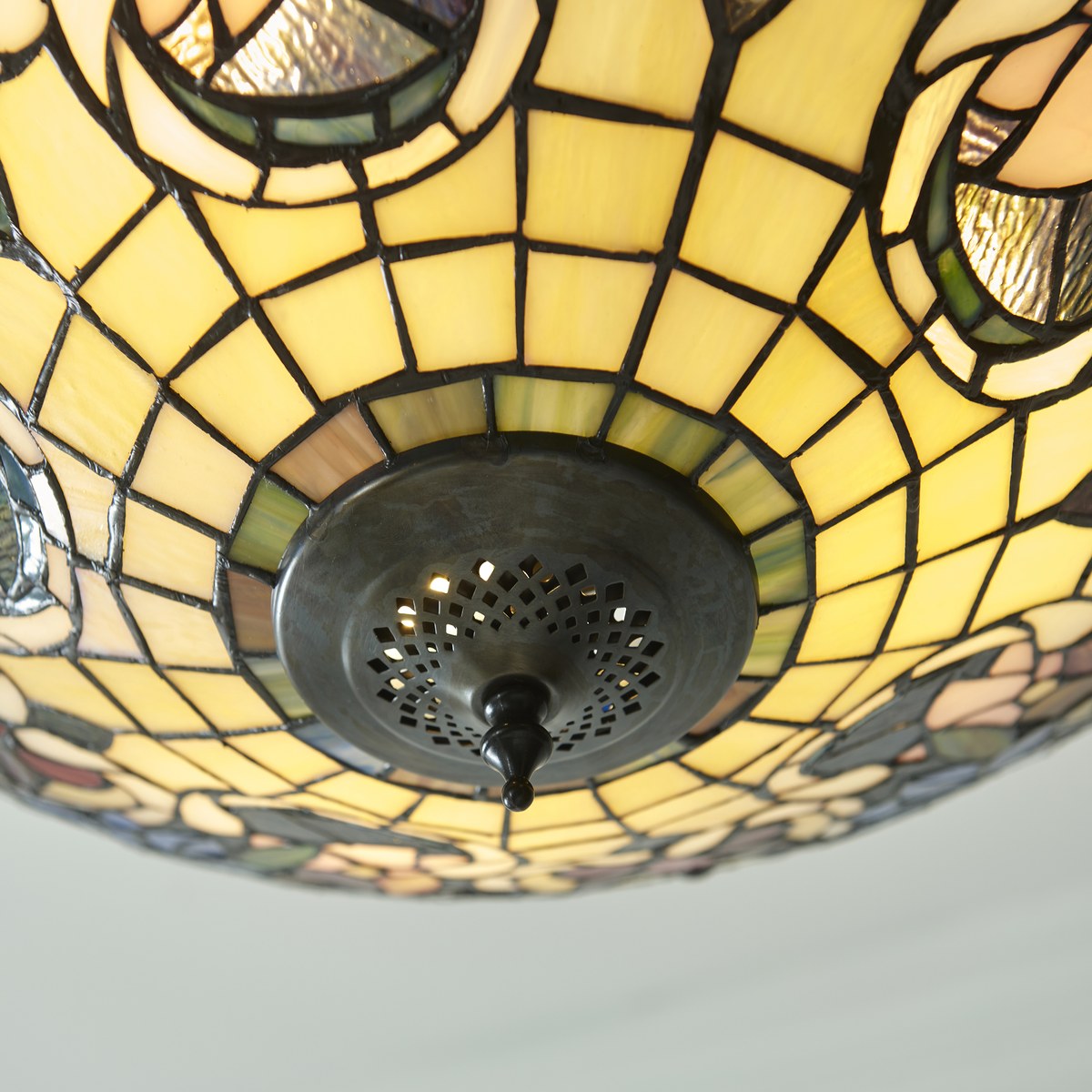 Interiors 1900 Sullivan 3 Light Inverted Tiffany Pendant Light in Satin Black