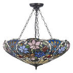 Interiors 1900 Sullivan 3 Light Inverted Tiffany Pendant Light in Satin Black