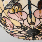 Interiors 1900 Ashton 3 Light Tiffany Semi Flush Ceiling Light in Satin Black
