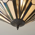 Interiors 1900 Astoria 3 Light Tiffany Semi Flush Ceiling Light in Satin Black