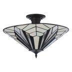 Interiors 1900 Astoria 3 Light Tiffany Semi Flush Ceiling Light in Satin Black
