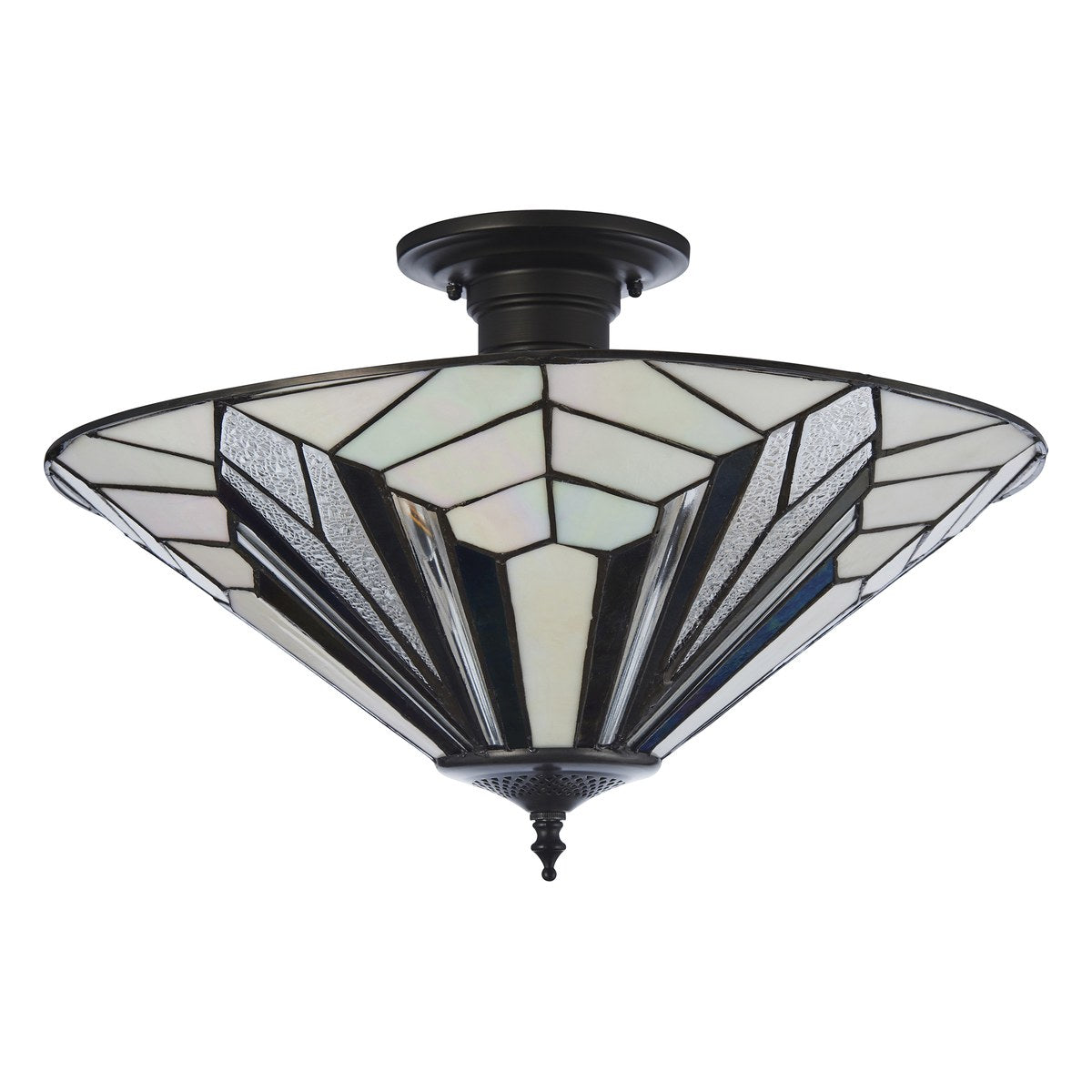 Interiors 1900 Astoria 3 Light Tiffany Semi Flush Ceiling Light in Satin Black