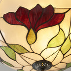 Interiors 1900 Botanica Large 3 Light Tiffany Semi Flush Ceiling Light in Satin Black