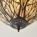 Interiors 1900 Hector 3 Light Tiffany Semi Flush Ceiling Light in Satin Black