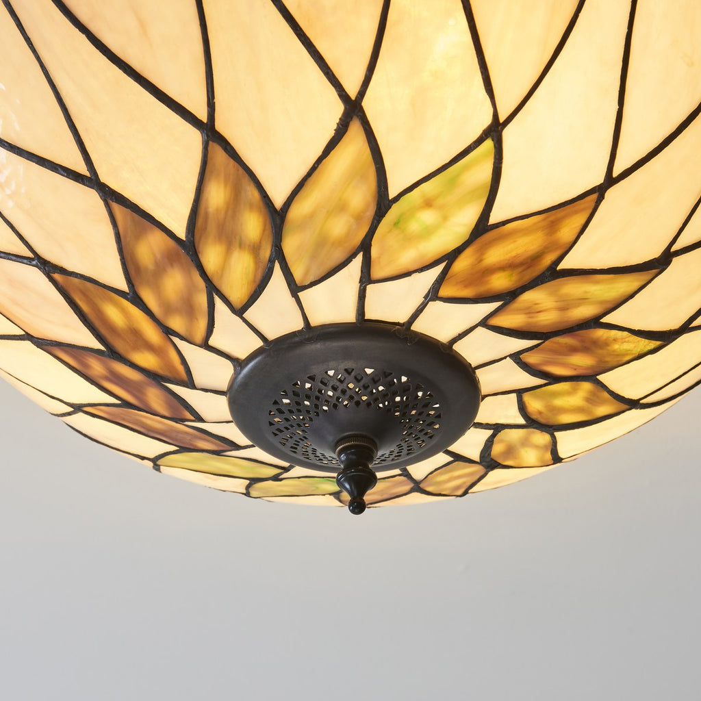 Interiors 1900 Hutchinson 3 Light Tiffany Semi Flush Ceiling Light in Satin Black