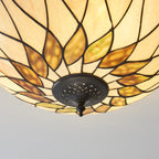 Interiors 1900 Hutchinson 3 Light Tiffany Semi Flush Ceiling Light in Satin Black