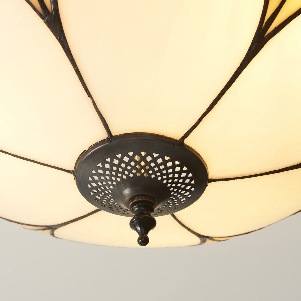 Interiors 1900 Ingram 3 Light Tiffany Semi Flush Ceiling Light in Satin Black