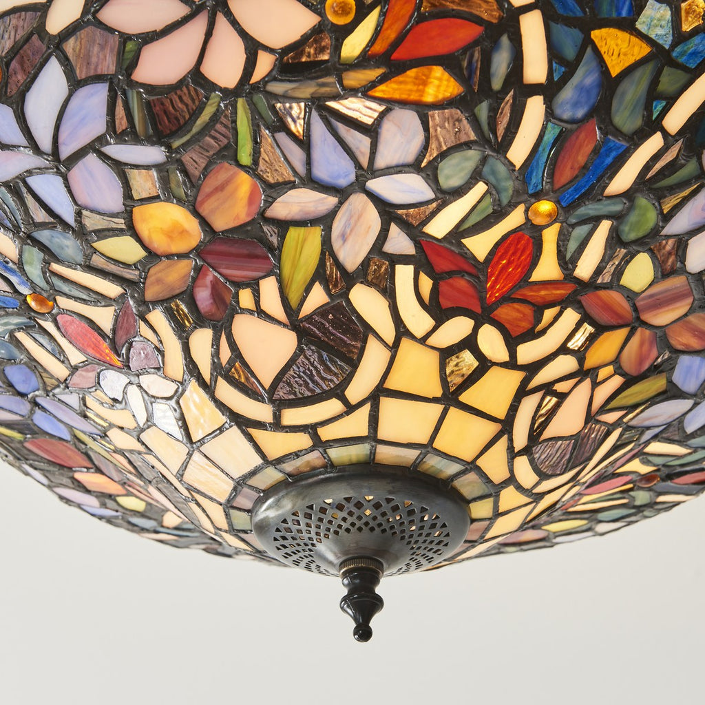 Interiors 1900 Sullivan 3 Light Tiffany Semi Flush Ceiling Light in Satin Black