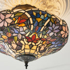 Interiors 1900 Sullivan 3 Light Tiffany Semi Flush Ceiling Light in Satin Black