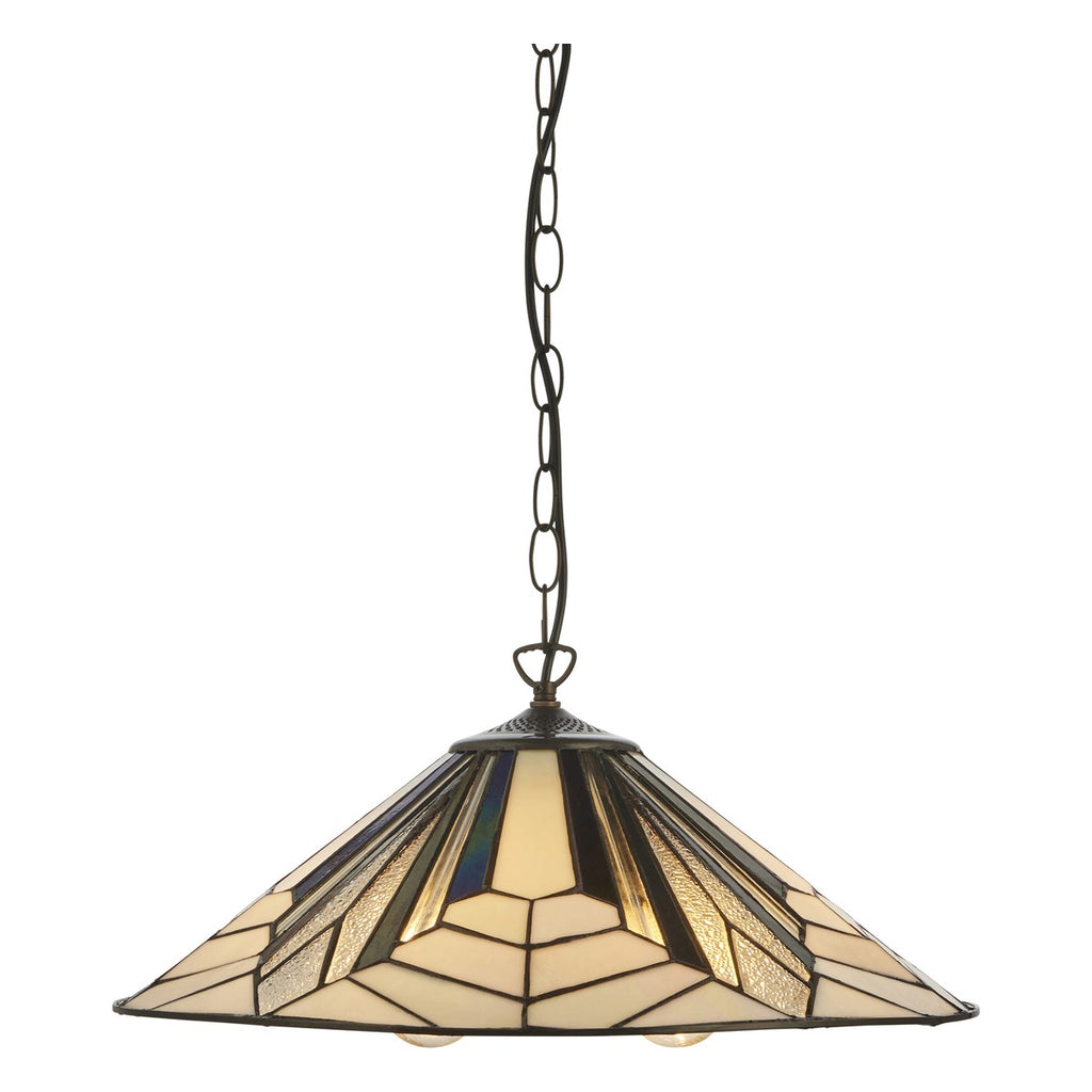 Interiors 1900 Astoria 3 Light Tiffany Pendant Light in Satin Black