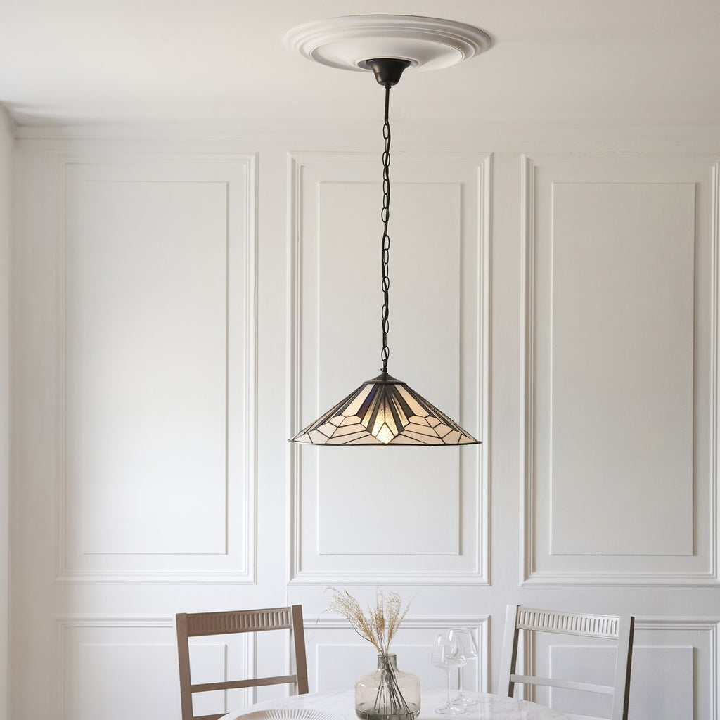 Interiors 1900 Astoria 3 Light Tiffany Pendant Light in Satin Black