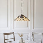 Interiors 1900 Astoria 3 Light Tiffany Pendant Light in Satin Black