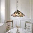 Interiors 1900 Astoria 3 Light Tiffany Pendant Light in Satin Black