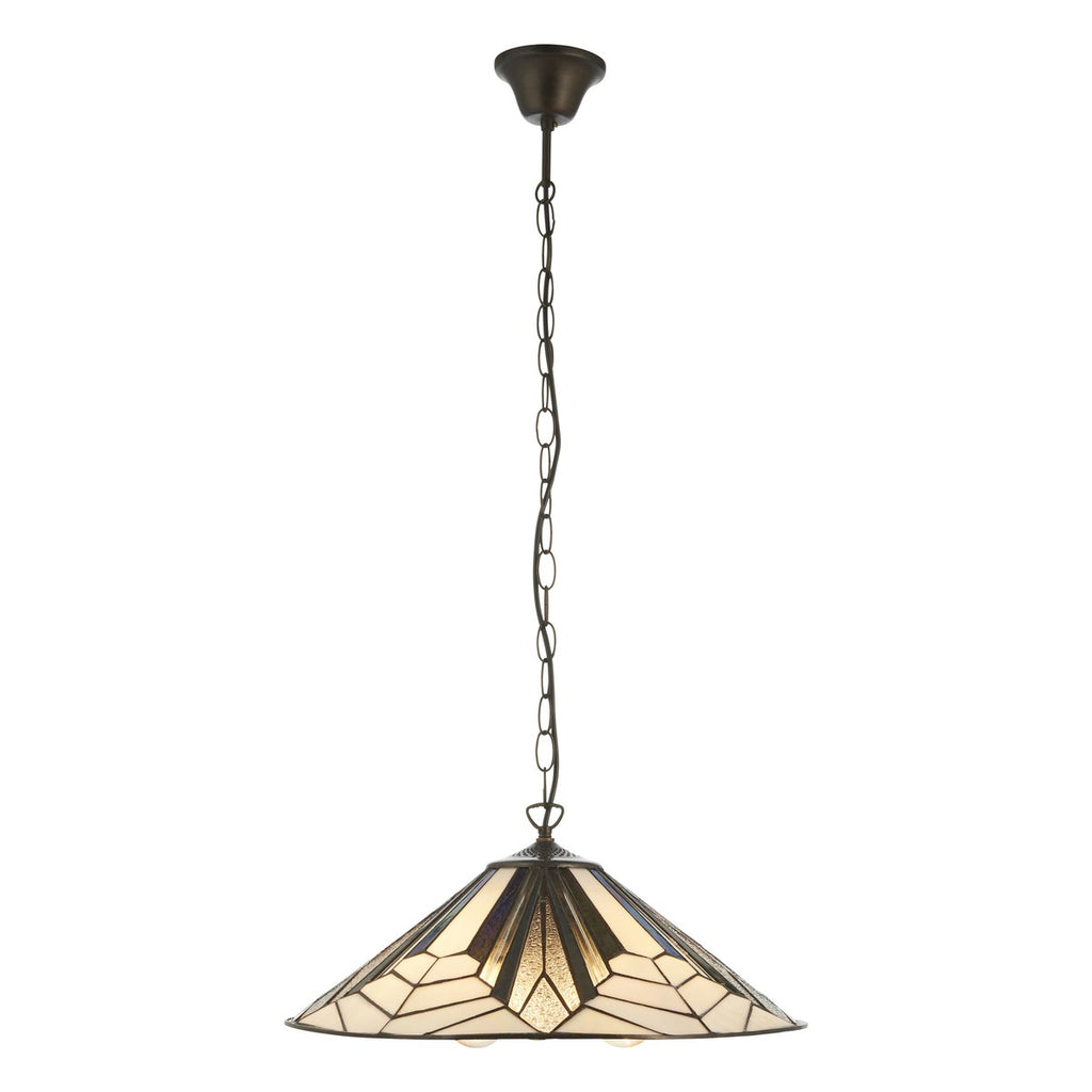 Interiors 1900 Astoria 3 Light Tiffany Pendant Light in Satin Black