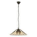 Interiors 1900 Astoria 3 Light Tiffany Pendant Light in Satin Black