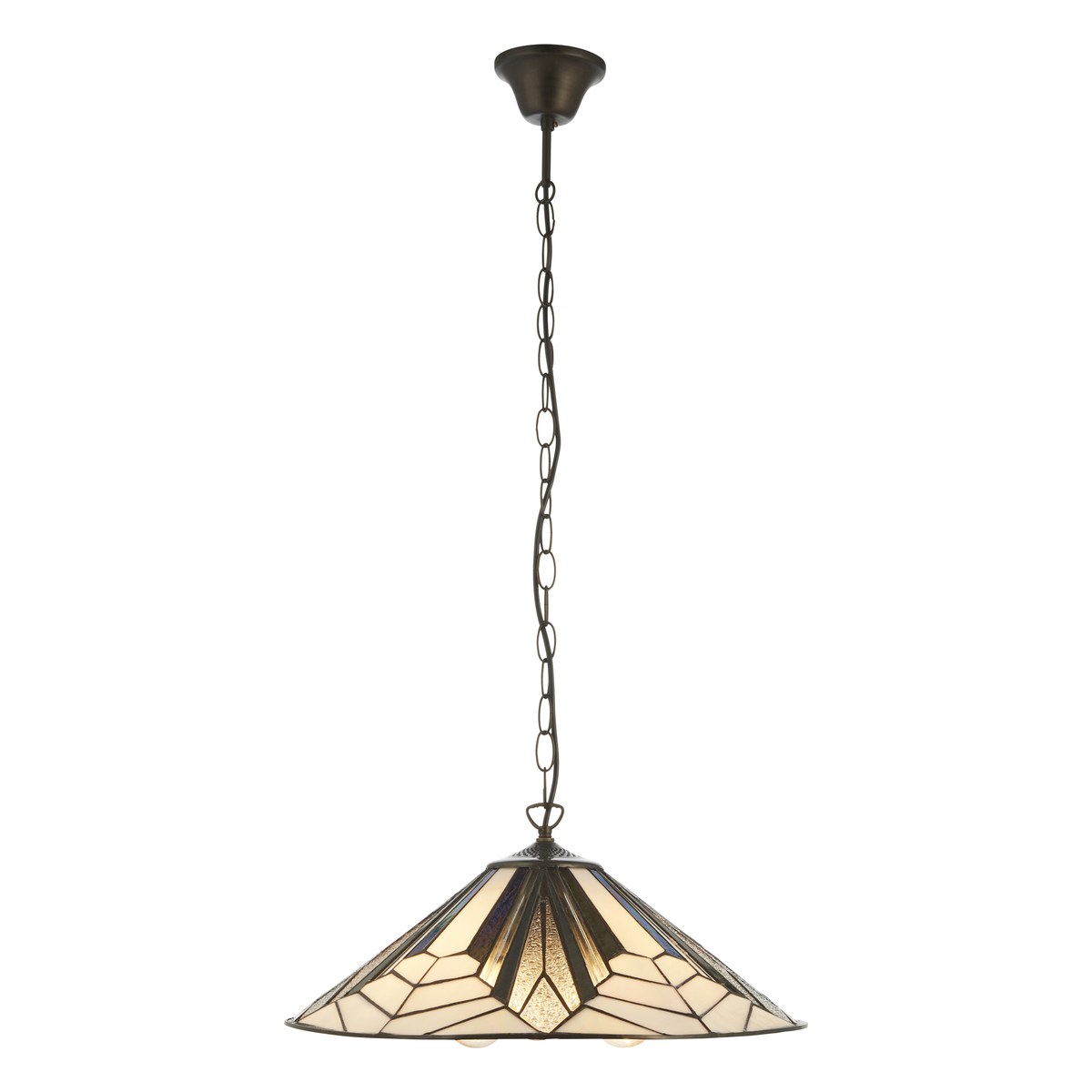 Interiors 1900 Astoria 3 Light Tiffany Pendant Light in Satin Black