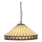 Interiors 1900 Fargo 3 Light Tiffany Pendant Light in Satin Black