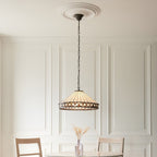 Interiors 1900 Fargo 3 Light Tiffany Pendant Light in Satin Black