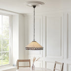Interiors 1900 Fargo 3 Light Tiffany Pendant Light in Satin Black
