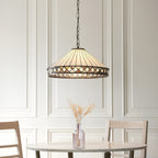 Interiors 1900 Fargo 3 Light Tiffany Pendant Light in Satin Black