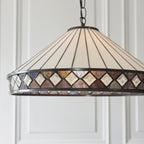 Interiors 1900 Fargo 3 Light Tiffany Pendant Light in Satin Black