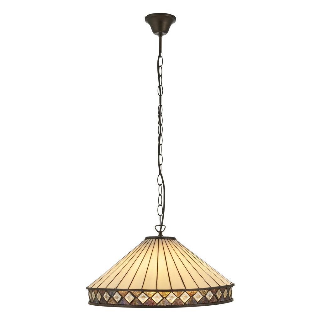 Interiors 1900 Fargo 3 Light Tiffany Pendant Light in Satin Black