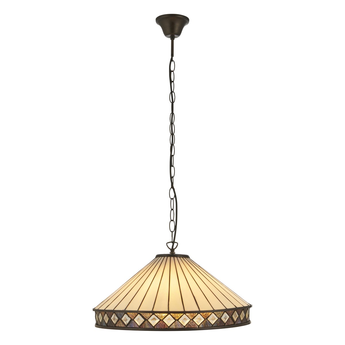 Interiors 1900 Fargo 3 Light Tiffany Pendant Light in Satin Black