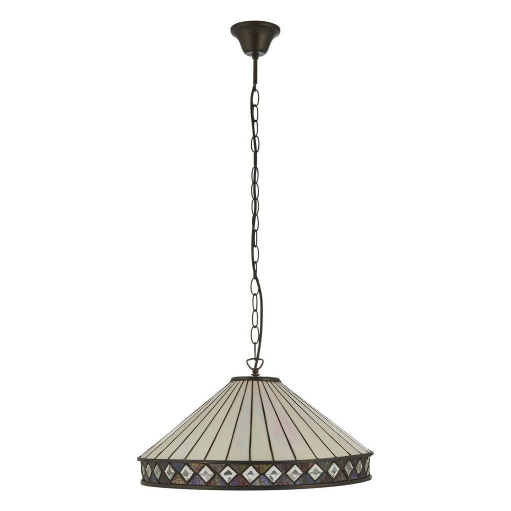 Interiors 1900 Fargo 3 Light Tiffany Pendant Light in Satin Black