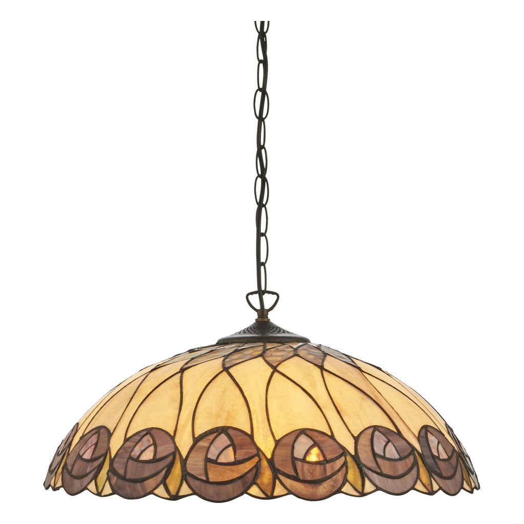 Interiors 1900 Hutchinson Large 3 Light Tiffany Pendant Light in Satin Black