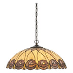 Interiors 1900 Hutchinson Large 3 Light Tiffany Pendant Light in Satin Black