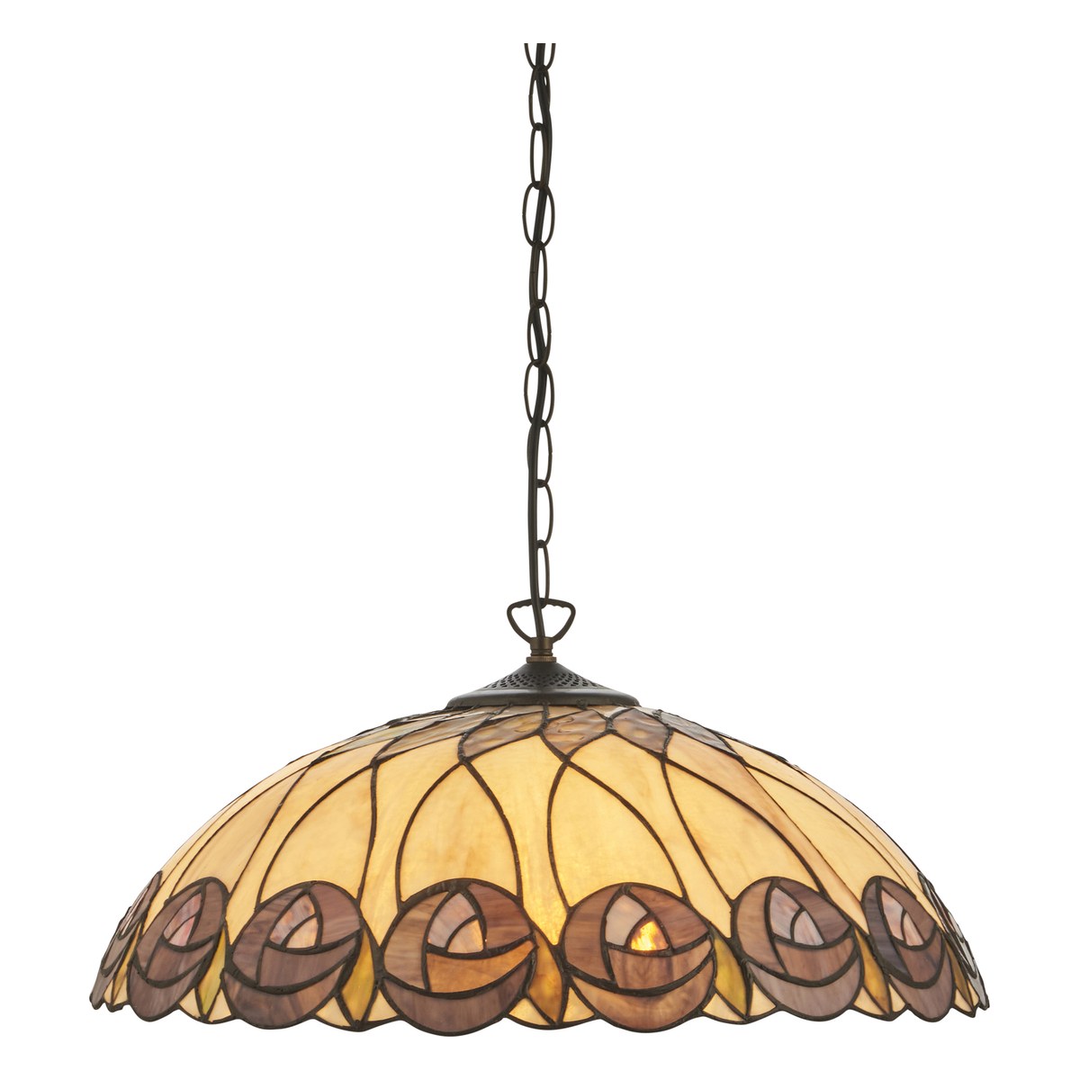 Interiors 1900 Hutchinson Large 3 Light Tiffany Pendant Light in Satin Black