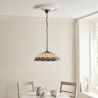 Interiors 1900 Hutchinson Large 3 Light Tiffany Pendant Light in Satin Black