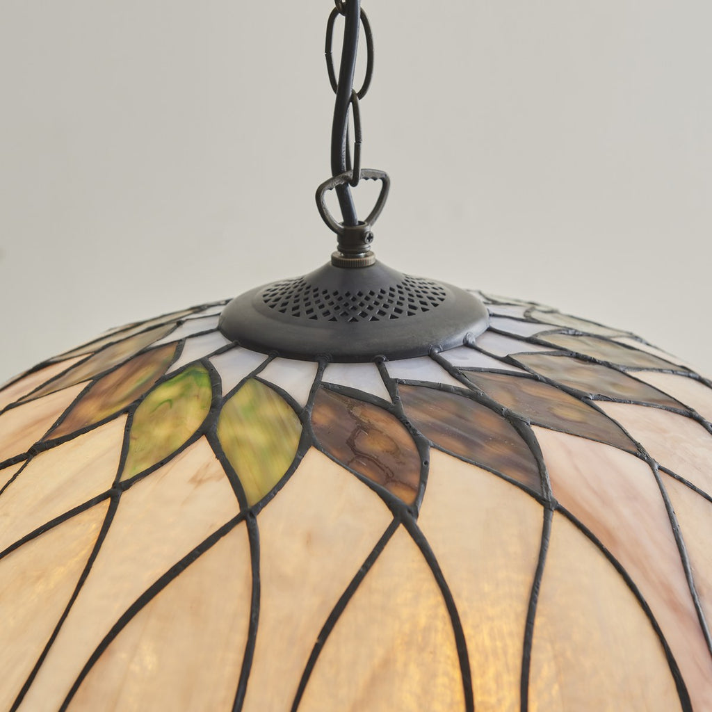 Interiors 1900 Hutchinson Large 3 Light Tiffany Pendant Light in Satin Black