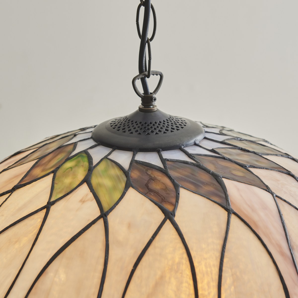 Interiors 1900 Hutchinson Large 3 Light Tiffany Pendant Light in Satin Black