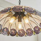 Interiors 1900 Hutchinson Large 3 Light Tiffany Pendant Light in Satin Black