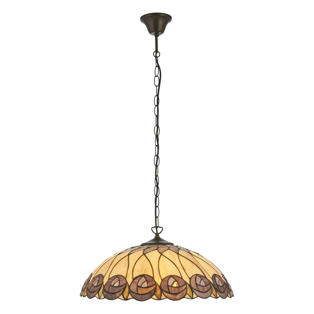 Interiors 1900 Hutchinson Large 3 Light Tiffany Pendant Light in Satin Black