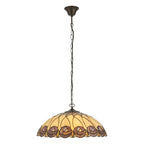 Interiors 1900 Hutchinson Large 3 Light Tiffany Pendant Light in Satin Black