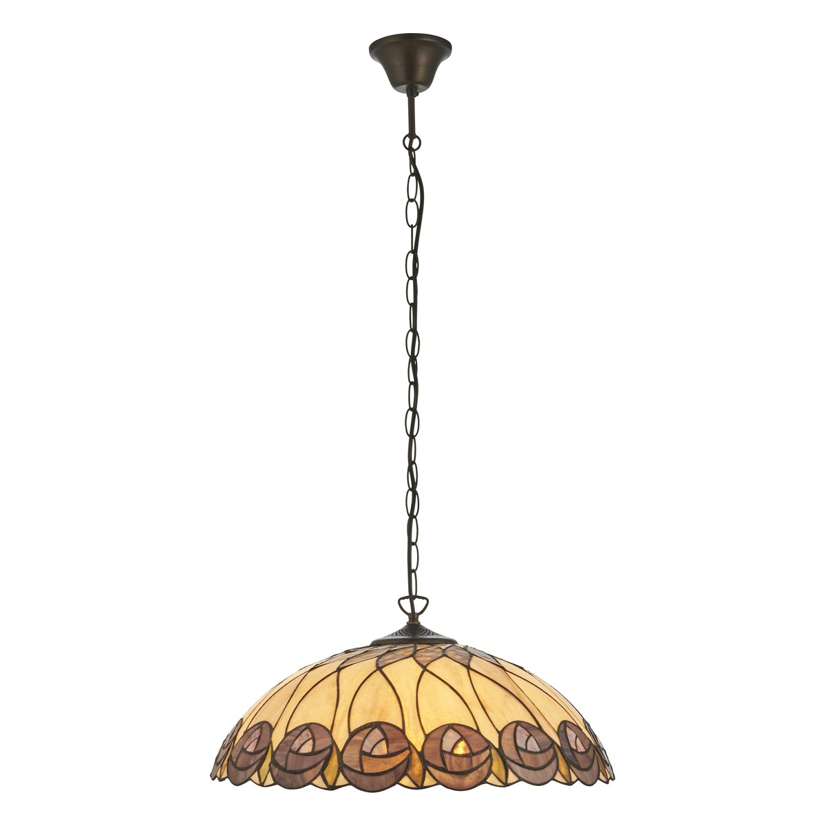 Interiors 1900 Hutchinson Large 3 Light Tiffany Pendant Light in Satin Black