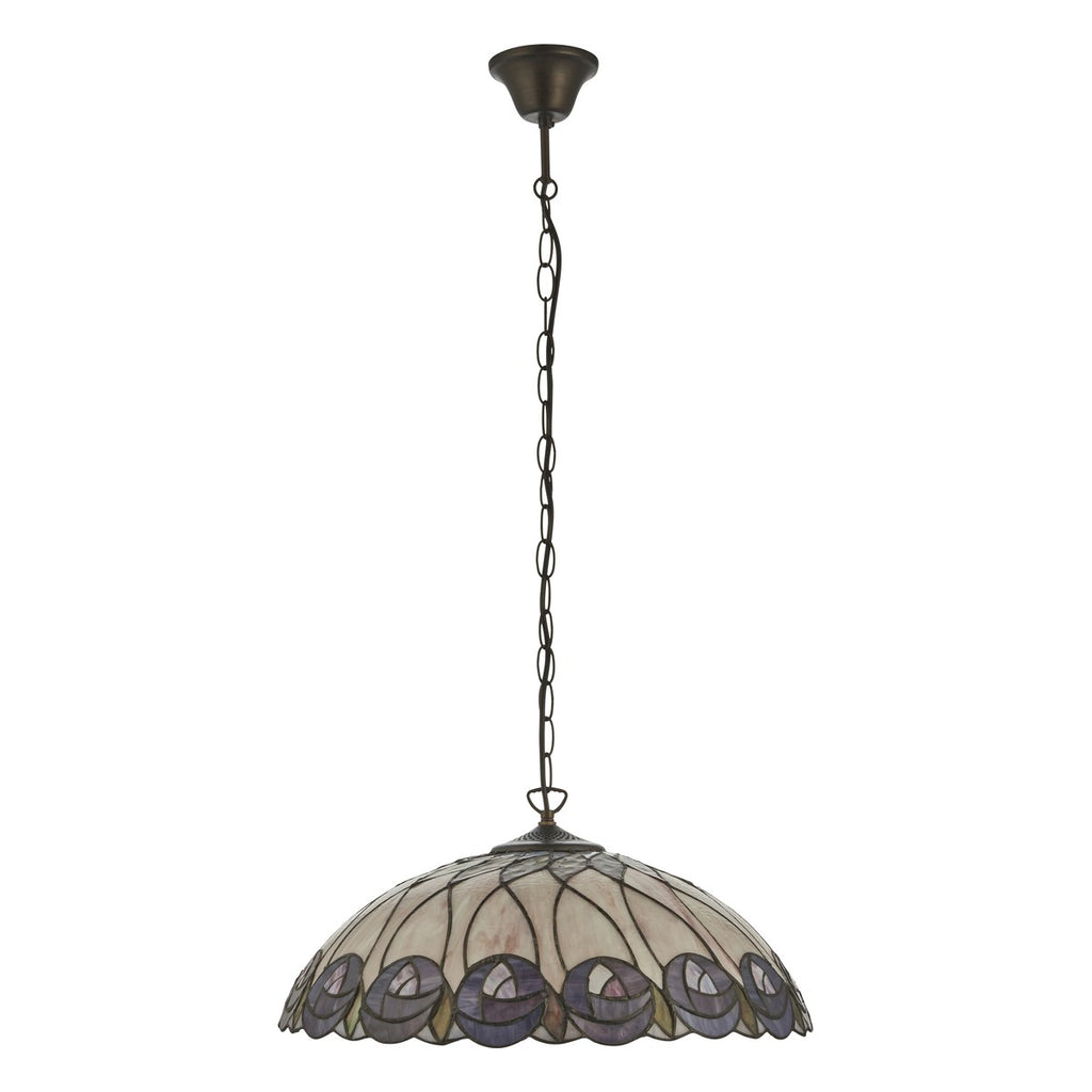 Interiors 1900 Hutchinson Large 3 Light Tiffany Pendant Light in Satin Black