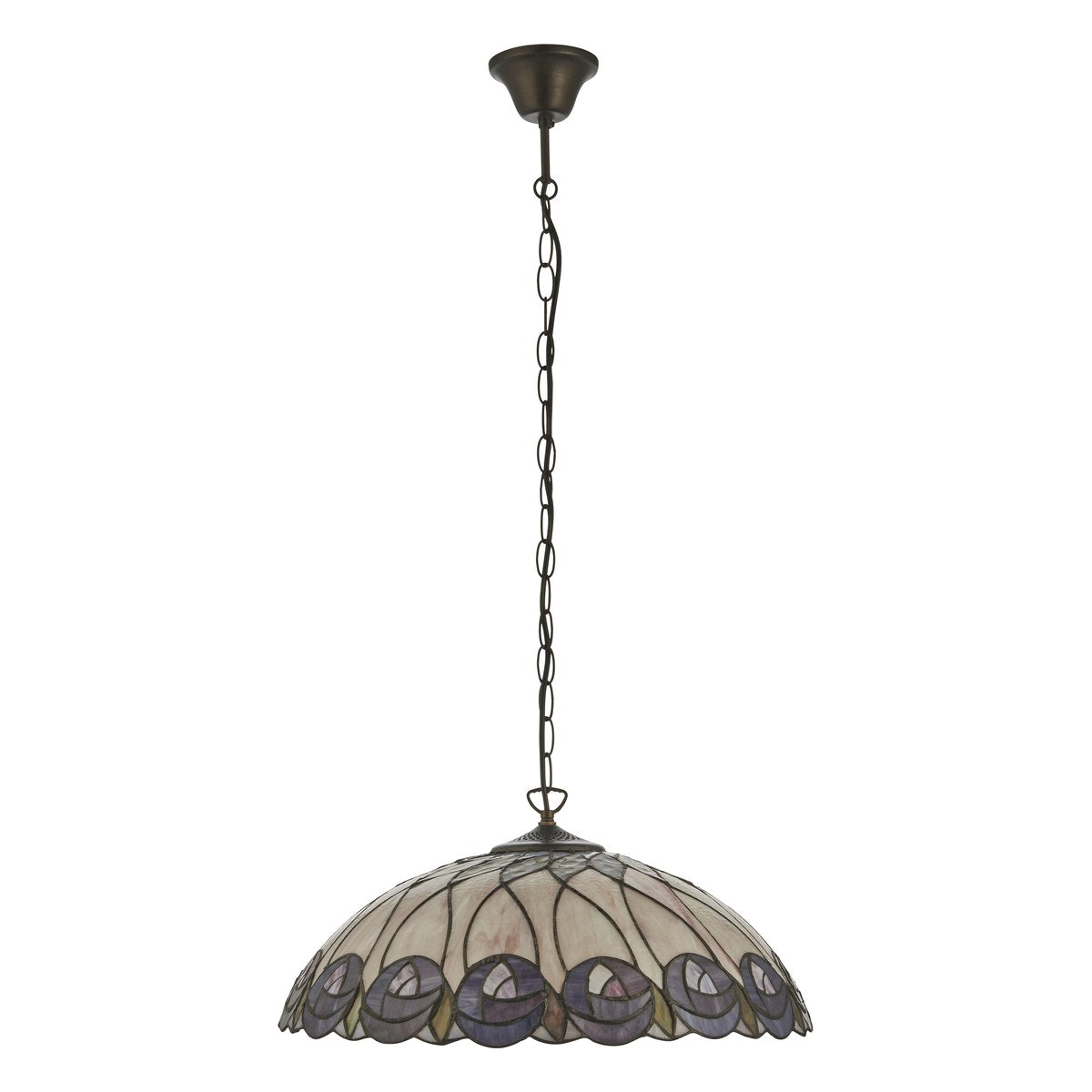 Interiors 1900 Hutchinson Large 3 Light Tiffany Pendant Light in Satin Black