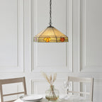 Interiors 1900 Nevada 3 Light Tiffany Pendant Light in Satin Black