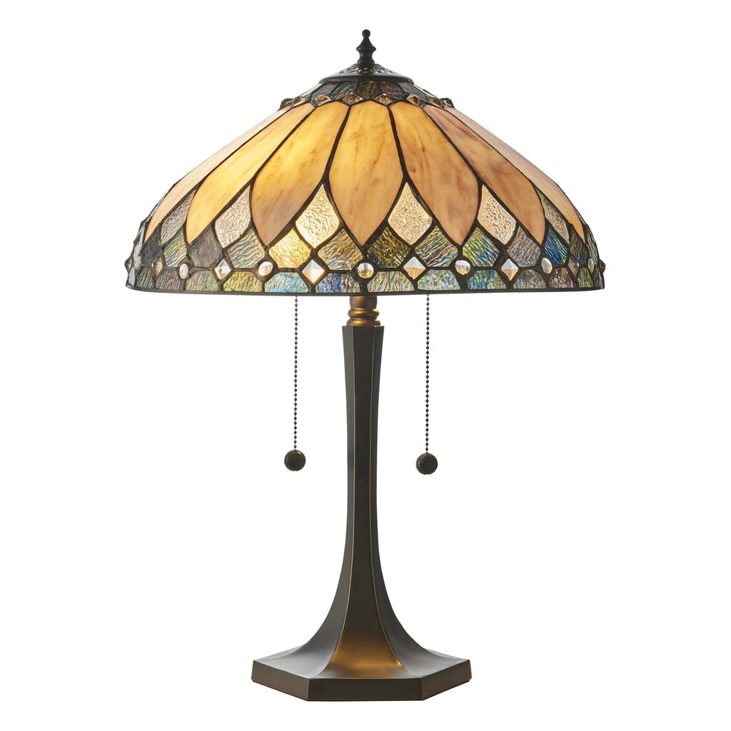 Interiors 1900 Brooklyn Medium 2 Light Tiffany Table Lamp in Satin Black