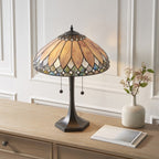 Interiors 1900 Brooklyn Medium 2 Light Tiffany Table Lamp in Satin Black