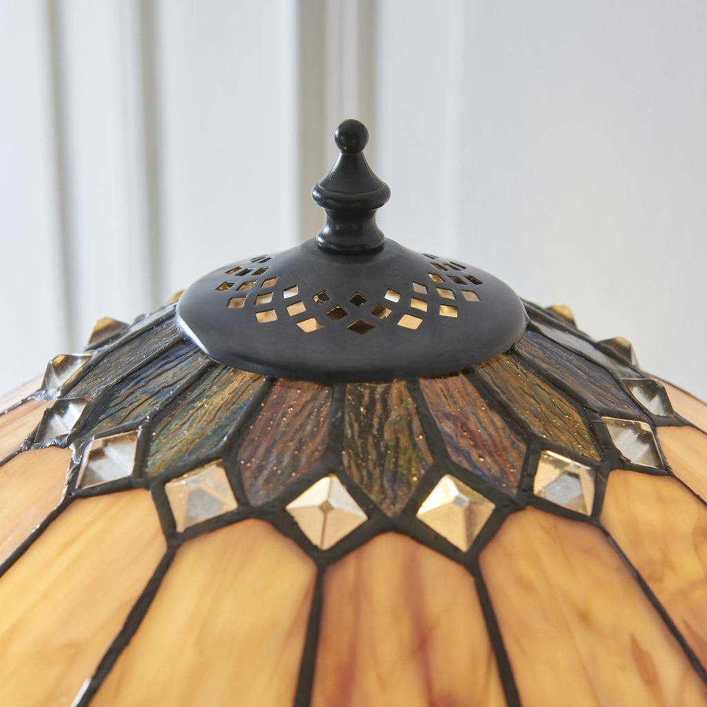 Interiors 1900 Brooklyn Medium 2 Light Tiffany Table Lamp in Satin Black